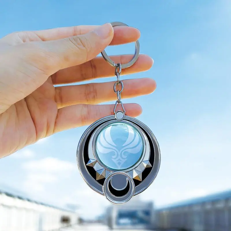 Genshin Impact Nod-Krai Anemo Ineffa Visions Metal Pendant, Anime DIY Video Game Cartoon Character Cosplay Eye of God Keychain/Backpack Accessory, Halloween Transparent Decor