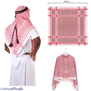 Men's Premium Jacquard Square Headscarf - Traditional Arab Shemagh Keffiyeh, Casual All-Seasons Middle Eastern Ethnic Scarf for Dubai-Saudi Arabia Style, Ideal for Cultural Outfits & Outdoor Use,summervibes