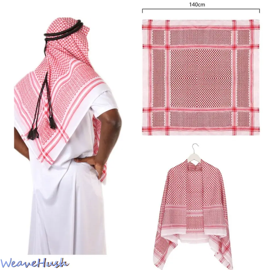 Men's Premium Jacquard Square Headscarf - Traditional Arab Shemagh Keffiyeh, Casual All-Seasons Middle Eastern Ethnic Scarf for Dubai-Saudi Arabia Style, Ideal for Cultural Outfits & Outdoor Use