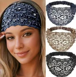 DWY Lace Stretch Headband Wide Hairband Elegant Daily Use