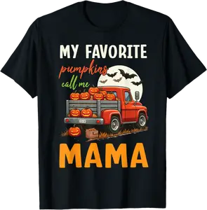 Fall Harvest Truck Design My Favorite Pumpkins Call Me Mama T-Shirt - Nicolekhach Shop 85B0DGFSCZPW