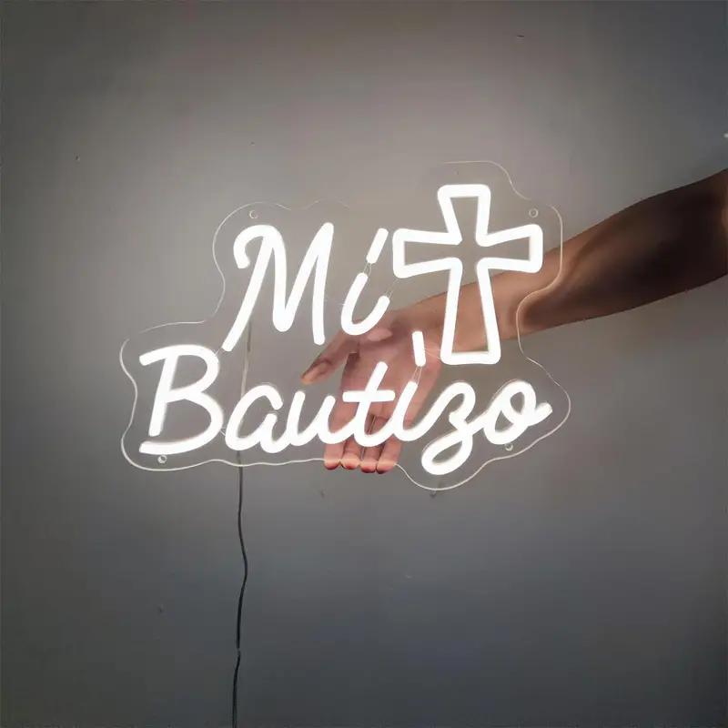 Mi Bautizo Led Sign for Wall Decor,Mi Bautizo Neon Sign,Mi Bautizo sign perfect for Children's Birthday Decoration,Room,Bedroom,Garden,Birthday Party,Christmas,Pub Bar Decoration,Gifts