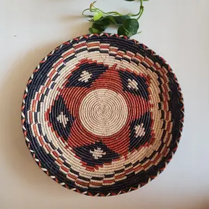 Southwest Navajo Hand Woven Finger Basket 11.5-12.5 Inch Approximately