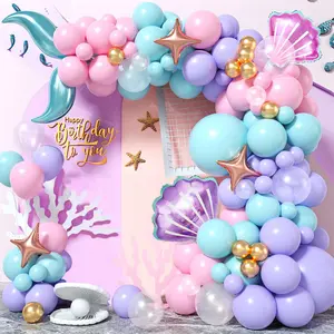 96pcs Mermaid Tail Star Balloon Decoration Set for Gender Reveal Wedding Girl's Birthday Party Decor Ocean Theme Balloon Garland Kit Under The Sea