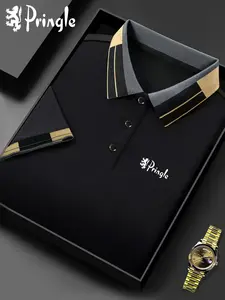 Men's Pringle Lion Print Button-Down Shirt, Elastic Casual Breathable Four Seasons Comfortable Durable High-End Polo