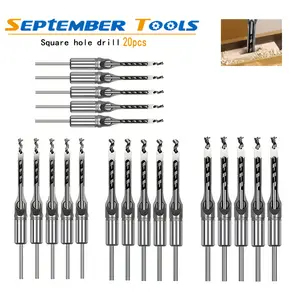 20pcs Square Hole Drill Woodworking Drill Tools Auger Mortising Chisel Drill Set DIY Furniture Square Woodworking Drill