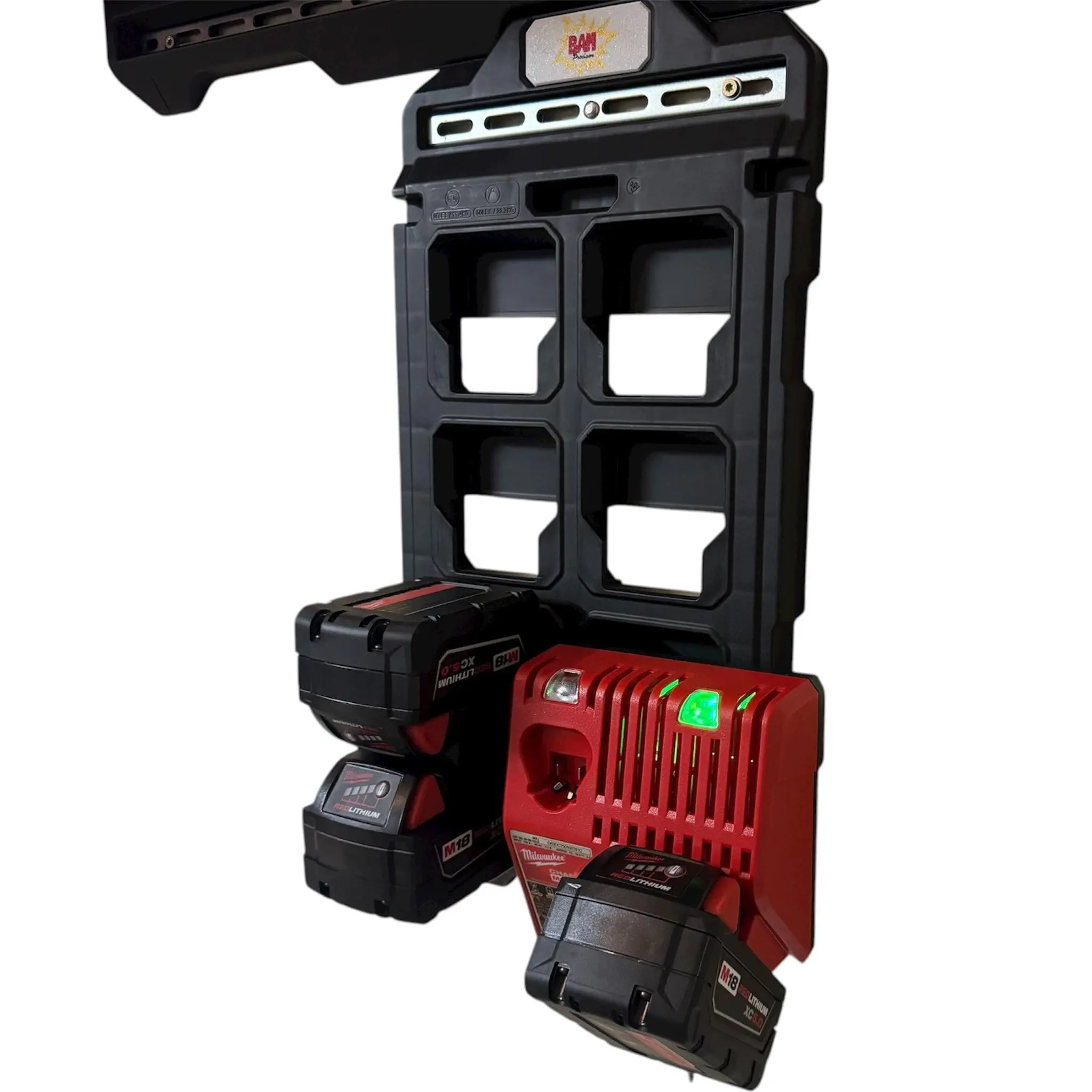 Quick-Detach Packout Wall Mount for Milwaukee M18/M12 Charger (Model # 48-59-1812) | 3 Orientation Options