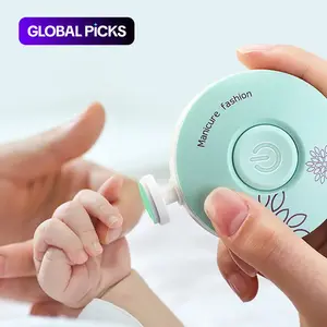 Electric Baby Nail Trimmer, Safe Newborn Nail Clipper Kit with 6 Grinding Heads, Round Handheld Ergonomic Electric Manicure Set Babies Kit #GLOBAL PICKS