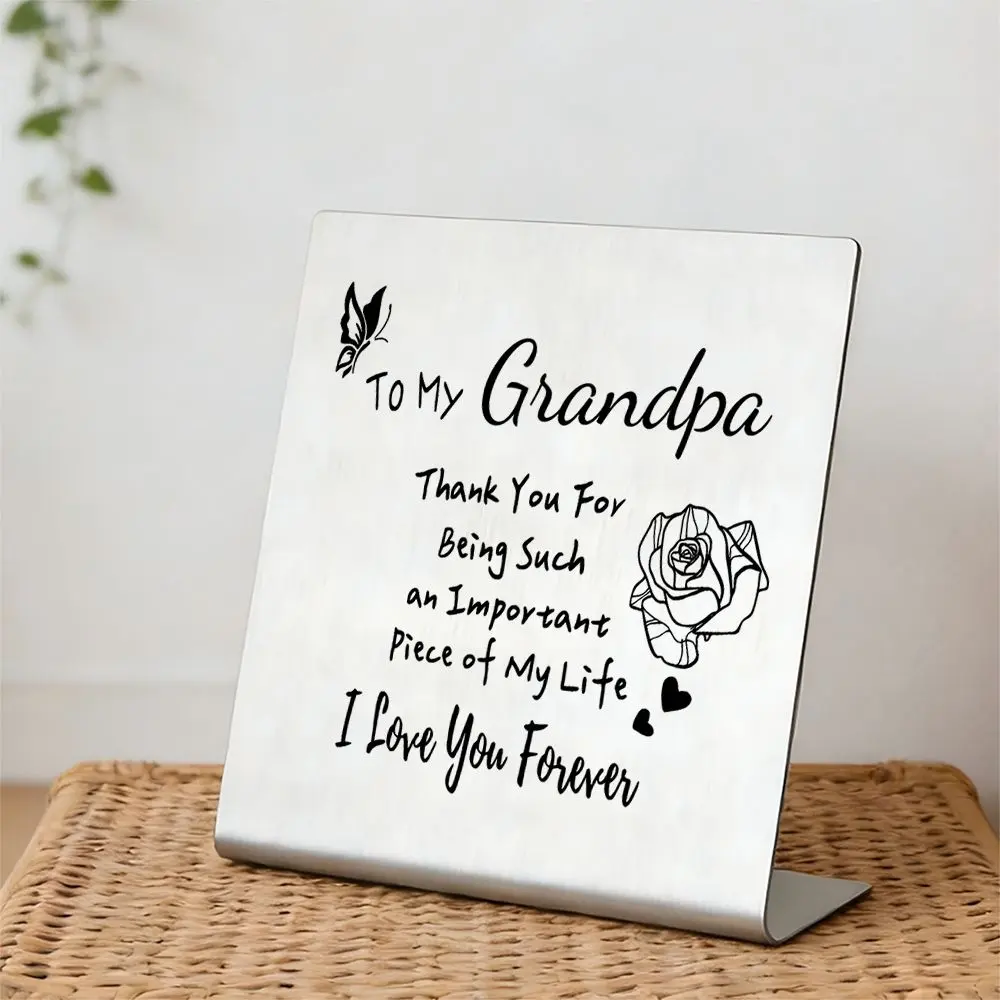 Engraved Stainless Steel Plaque Sign, Perfect Grandpa Gift for Birthdays & Father’s Day, Ideal Sentimental Decoration for Home Office, Laser Engraved Decor