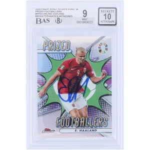 Erling Haaland Norway Autographed 2023 Topps Finest Road To UEFA Euro Prized Footballers #PF-EH Beckett Fanatics Witnessed Authenticated 9/10 Card - Fanatics Authentic Certified