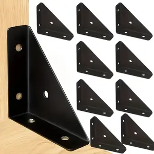 2-9/16" Corner Brace L Bracket for Wood – 10 Pack Solid Steel Triangle Bracket with Screws for Bookshelf/ Table/ Desk & Bed Frame Stabilization Repair – Easy DIY Fix for Shaky Furniture