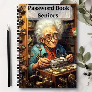 1pc 5.5x8.3inch Vintage Password Book for Seniors - Spiral-Bound Password Organizer , Large Print & Secure Password Keeper for Internet, Computer Logins, Home & Office Use, Seniorfriendly Organizer, Retro Design, Easytoread Layout
