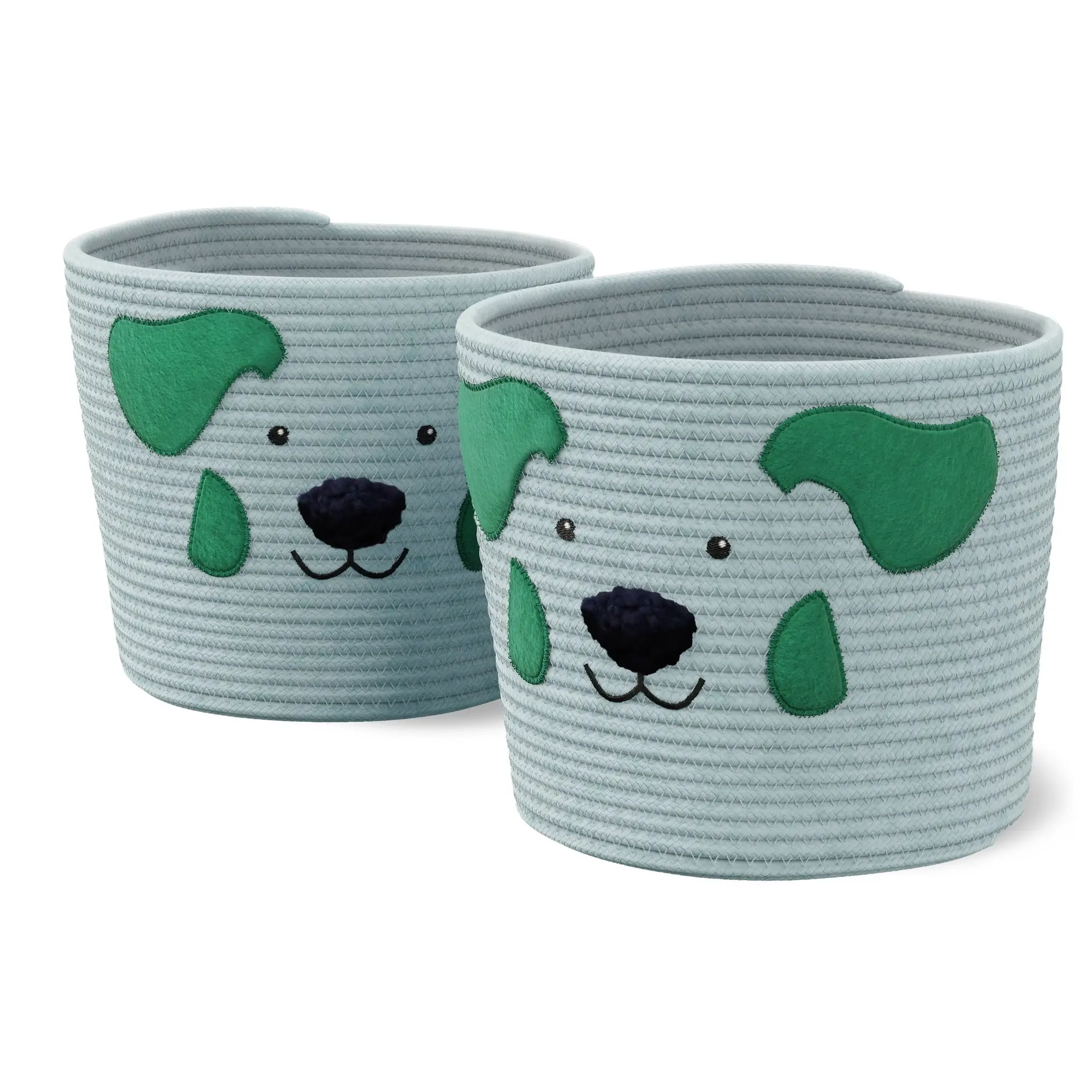 Cute Puppy Toy Storage Baskets, 2 Pack – Kids Room Organizer for Toys, Books & Clothes