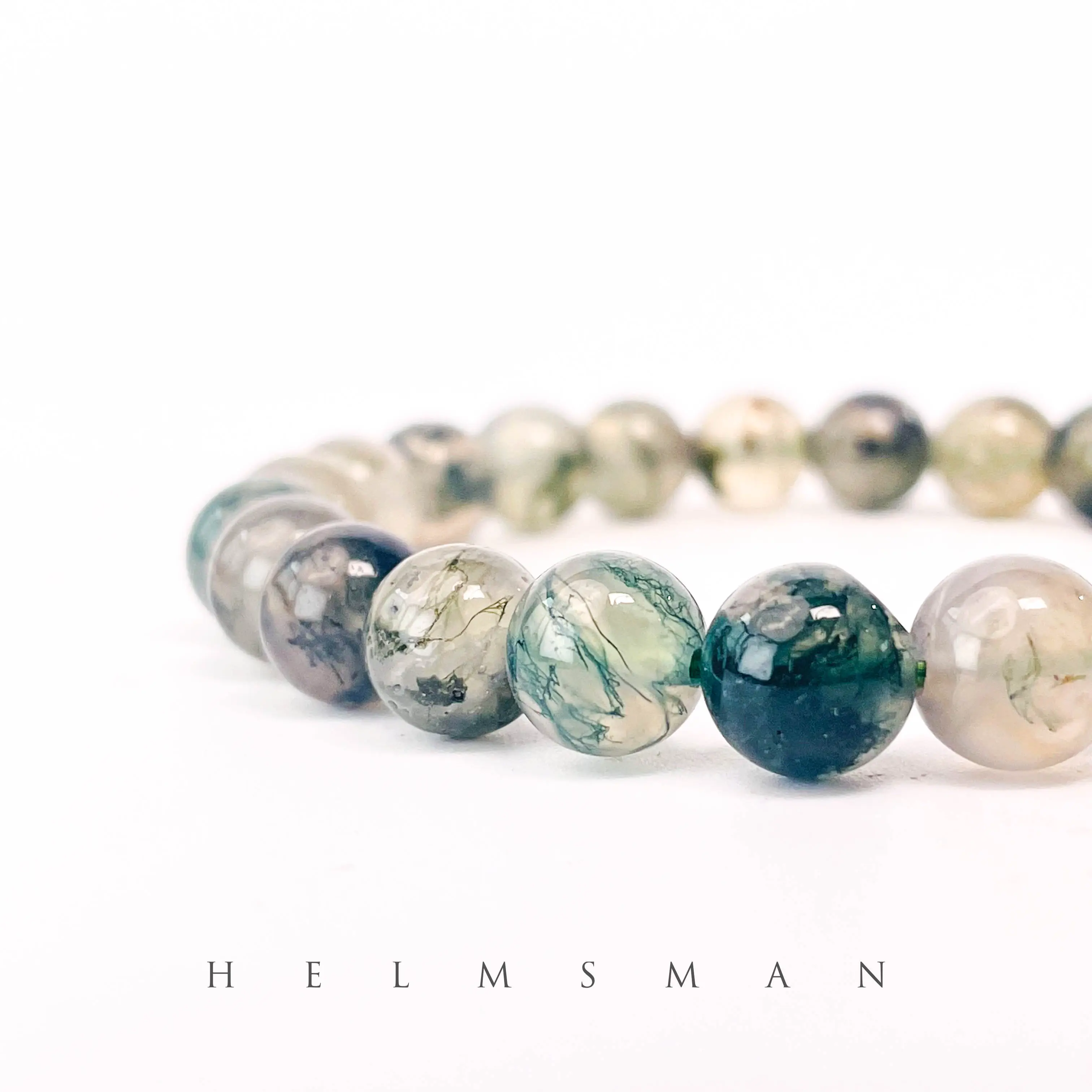 [Direct Buy] 1 Count high quality Moss agate bracelet 8mm