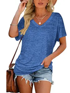 Women's Short Sleeve V-Neck Dolman Top with Side Shirring, Loose Fit Design for Comfortable Wear, Perfect for Casual