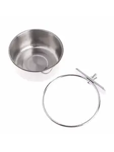 Silver - 3.94 inches Bird Feeding Bowls Cups Parrot Food Water Dishes,Pet Feeder Bowl,Stainless Steel Bird Feed Box Parrot Cups Bowls Container For Food Water Feeding Supplies 1Pcs