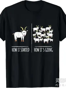 Goat Shirts: Identical Design for Both Men And Women, Summer Short-Sleeve Printed T-Shirt Made of 220G Pure for