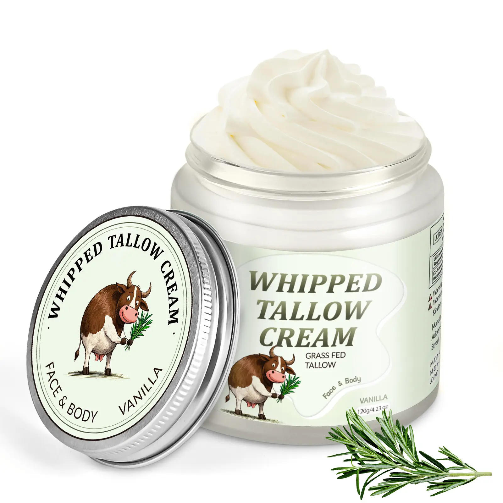 KAISASA Grass-Fed Beef Tallow Skin Moisturizer - Whipped Olive & Shea Infused, Vitamin-Rich Face & Body Cream for Sensitive Skin, Nourishing Formula for Soft Texture, Vitamins