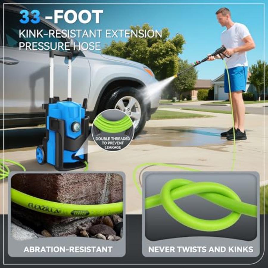 Electric Pressure Washer 5000 PSI 4.0 GPM Heavy Duty Power Washer with 4 Nozzles Foam Cannon 33FT Hose Reel and 500ml Soap Bott