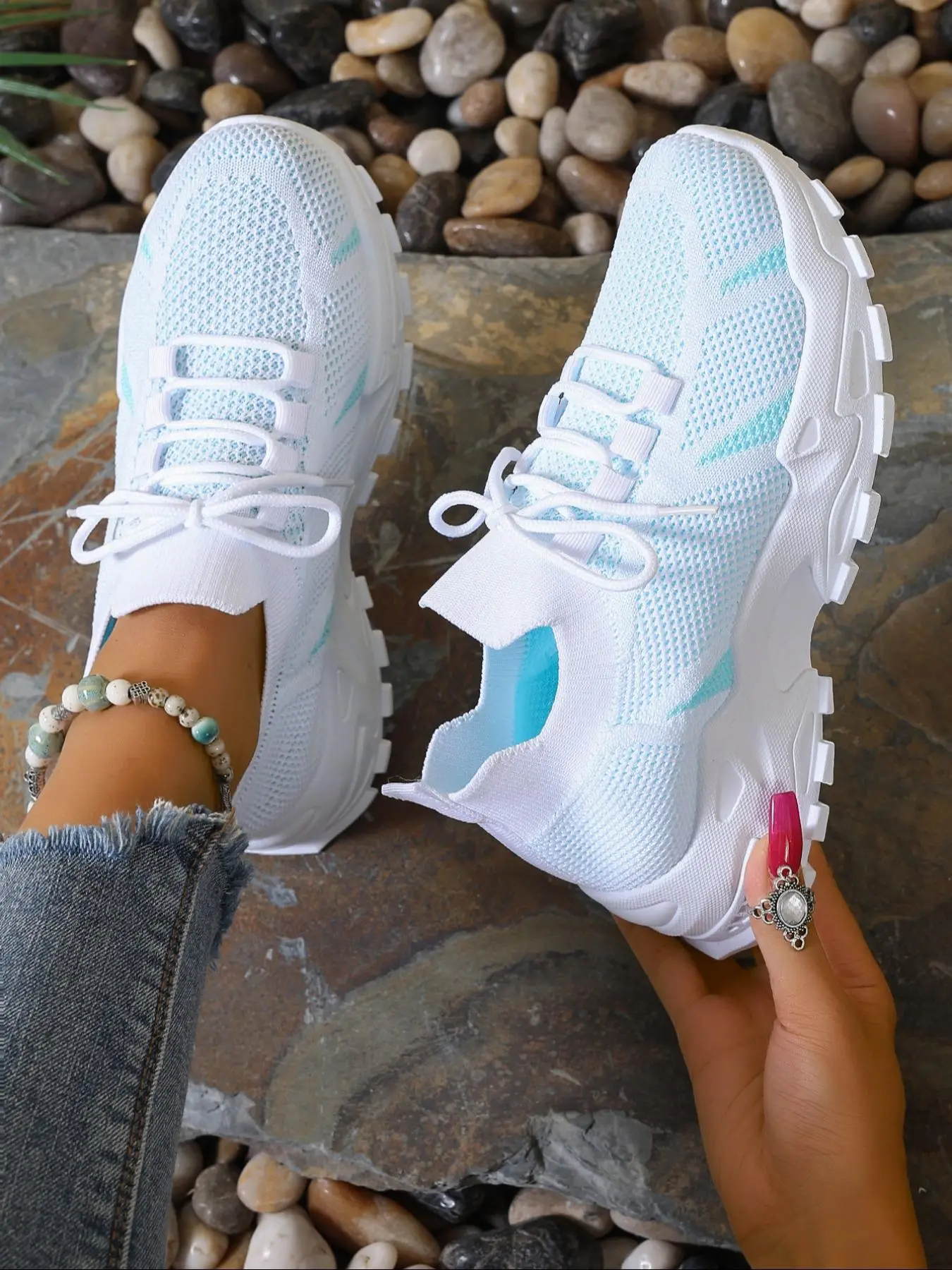 Women's Fashionable Lace Up Low Top Sneakers, Athletic Shoes, Jogging Shoes, Casual Breathable Lightweight Running Shoes, Sport Shoes, Comfortable Out