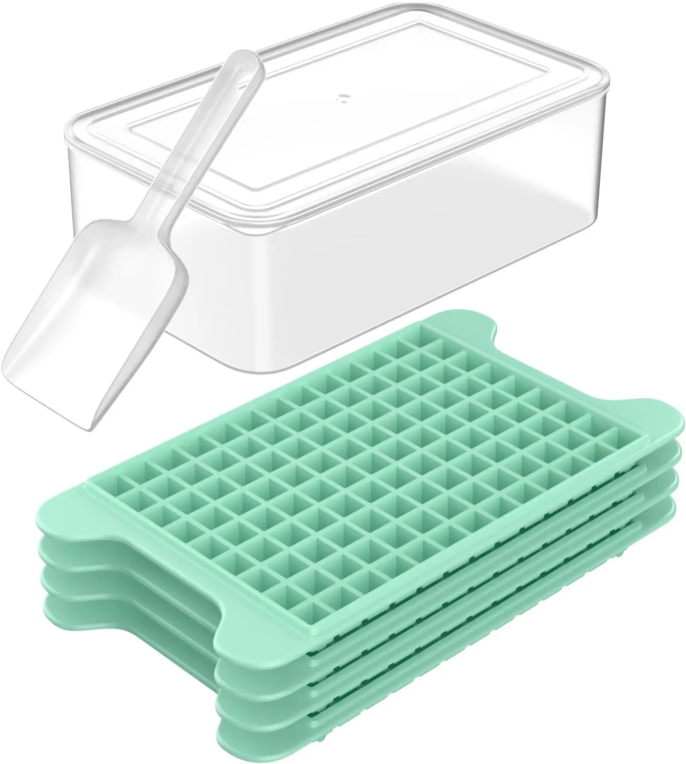 Mini Ice Cube Tray for Freezer:  Small Ice Trays for Freezer with Bin - 1174 count Easy Release Nugget Ice Tray - Crushed Ice Tray with Container