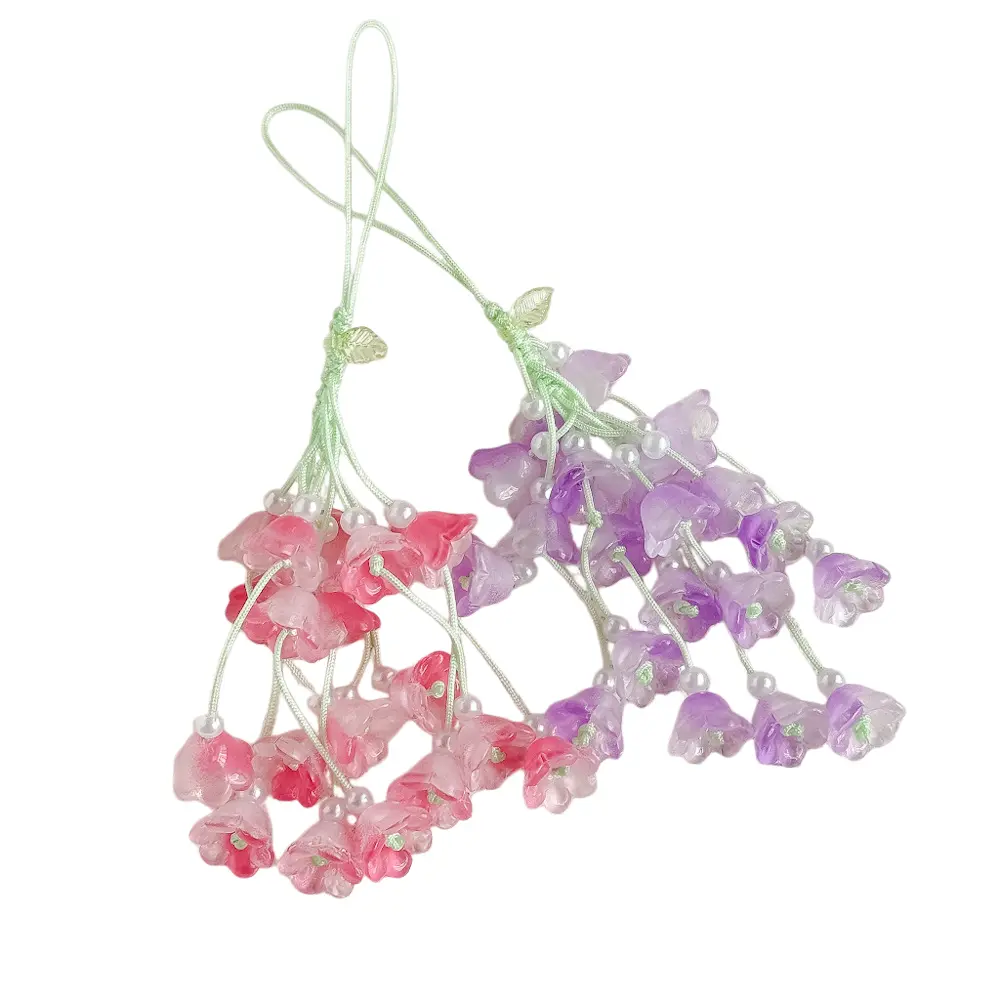 Dainty Lily of the Valley Floral Charm with Pearl Accents - Minimalist Lightweight Fashion Accessory, Hanging Decor for Phone, Handbag