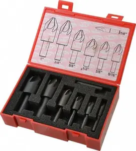 KEO 7-Piece Single-End Countersink Set - 6 Flutes, High-Speed Steel, 1/4 to 1" Head Diameter, 82° Included Angle, Model 55038