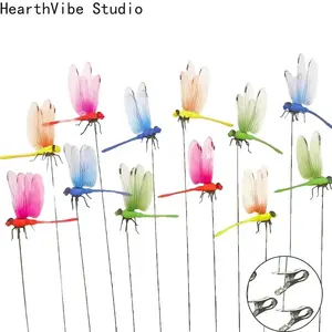 12 Pack Dragonfly Fly Repellent Clip, 3D Fake Dragonfly Garden Decor, Chemical-Free Insect Deterrent for Patio, Backyard, Outdoor Plants and Camping Use