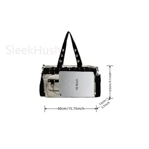 Punk Style Studded-and-Chain Decorated Women's Multi-Pocket Crossbody Shoulder Bag, High-Quality Casual Trendy Versatile Daily Commuting Bag