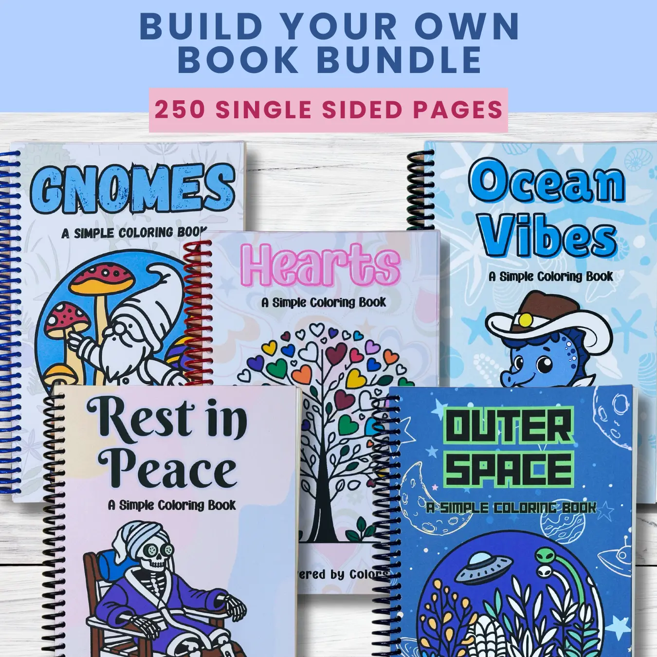 Build Your Own Coloring 5 Book Bundle, Simple Coloring, Cozy Books, Activity Books, Adult Kids Teen Coloring Book Gift