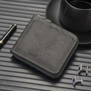 Men’s Vintage Eagle Embossed Wallet | Multi Card Slot Short Wallet | Stylish Business & Casual Leather Wallet for Daily Use
