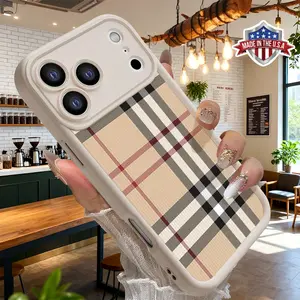 Stylish Plaid Pattern Case for iPhone 17 16 15 14 Pro Max 13 12 11 XR XS Plus Air Slim Shockproof Anti Drop Protective Lightweight TPU Cover