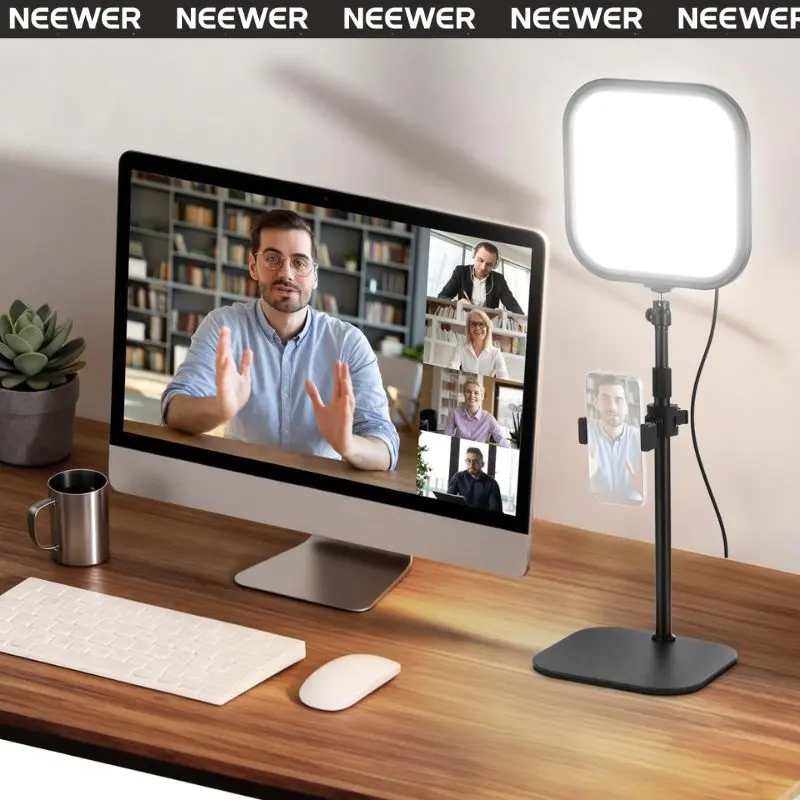 NEEWER L220 15W 10.8" Bi-Color LED Desk Light, Dimmable Table Lamp with Adjustable Color Temperature for Vlog, Video Recording, Live Streaming, Zoom & Makeup