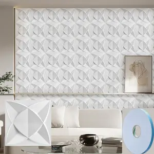 20/30 Pcs 3D Diamond Surface Wall Panels, PVC Material Interior Wall Decor, 11.8 X 11.8 Inches, Easy Application with Included Tape