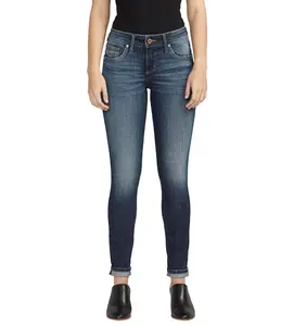Silver Jeans Girlfriend Mid Rise Slim Leg Jeans In Indigo 29 Inches