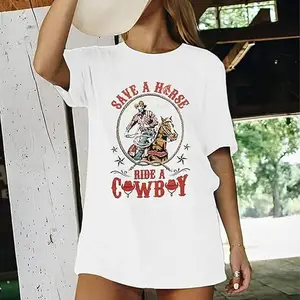 Save A Horse Vintage Shirt Women's Oversized Western Cowgirl Rodeo Top Country Music Concert T-Shirt
