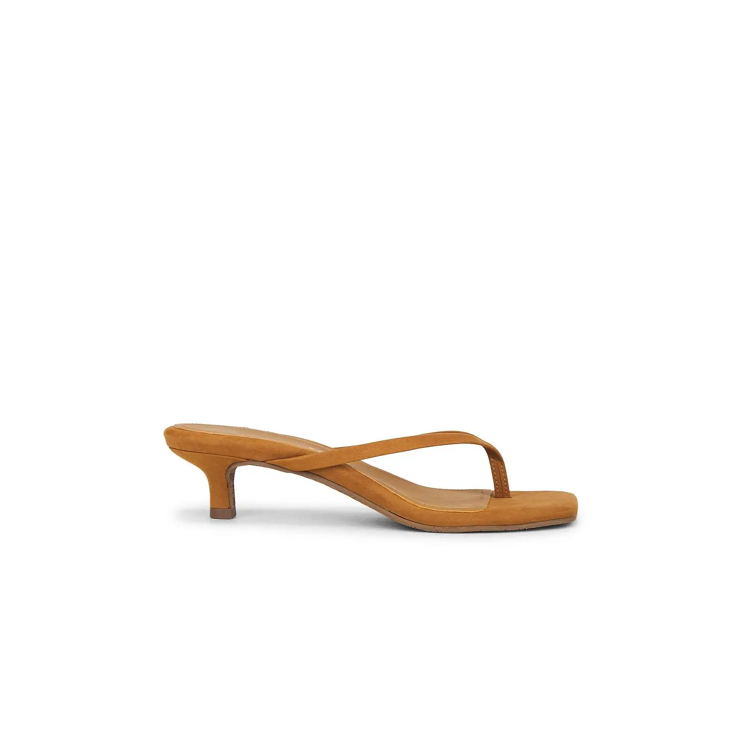 TKEES Julia Square Toe Suede Flip Flop in Camel Suede