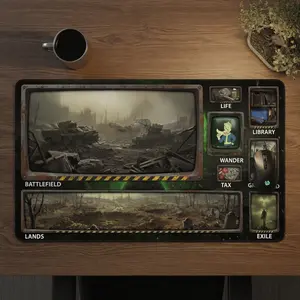 Nuclear Fallout TCG Playmat, Funny Mouse Pad Zones Gameplay Mat, Desk Mat Design, Multiple Zones