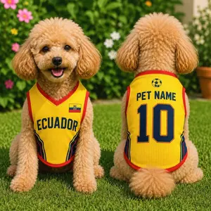 Pet Soccer Ecuador Jersey, Custom Pet Name Team Dog Shirt, Game Day Outfit for Dogs