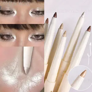 1PC Matte Pearlescent White Eye Shadow Stick Smooth Eye Makeup Highlighter Shimmer Waterproof Pearly Silver Eyeliner Silkworm Pen Eyeshadow Pen