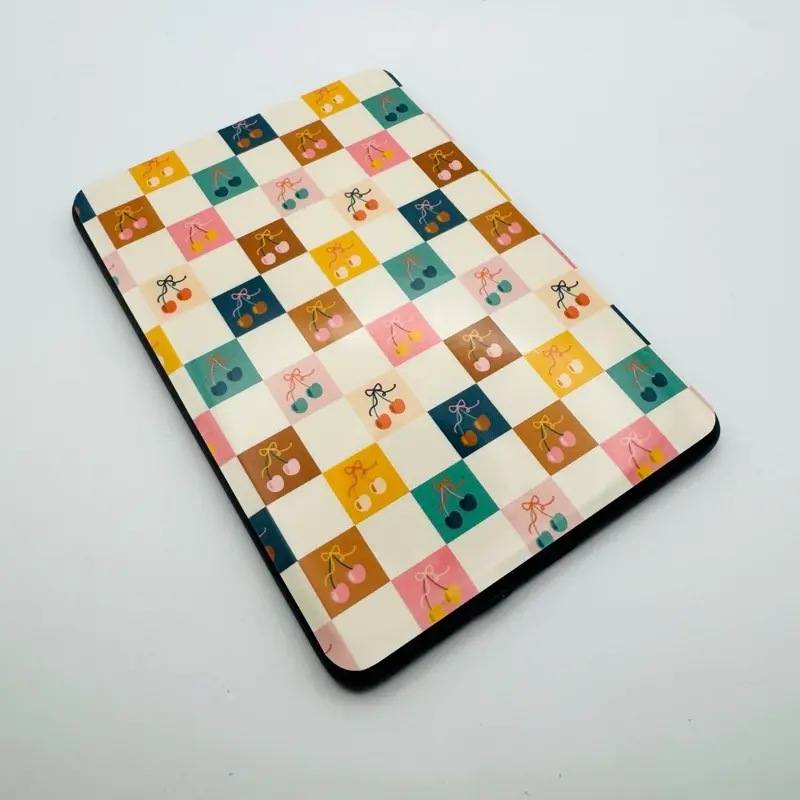 Cherry Checker Kindle Skin - Peach Fruit Decal for Kindle e-reader - high quality vinyl & laminate - decorative front & back cover