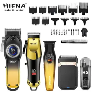 Black & Gold 5-in-1 Men's Grooming Kit｜Hair Clipper, Shaver, Beard & Nose Trimmer. Large LCD Display & USB Fast Charge. Premium Holiday Gift for Face & Body Care
