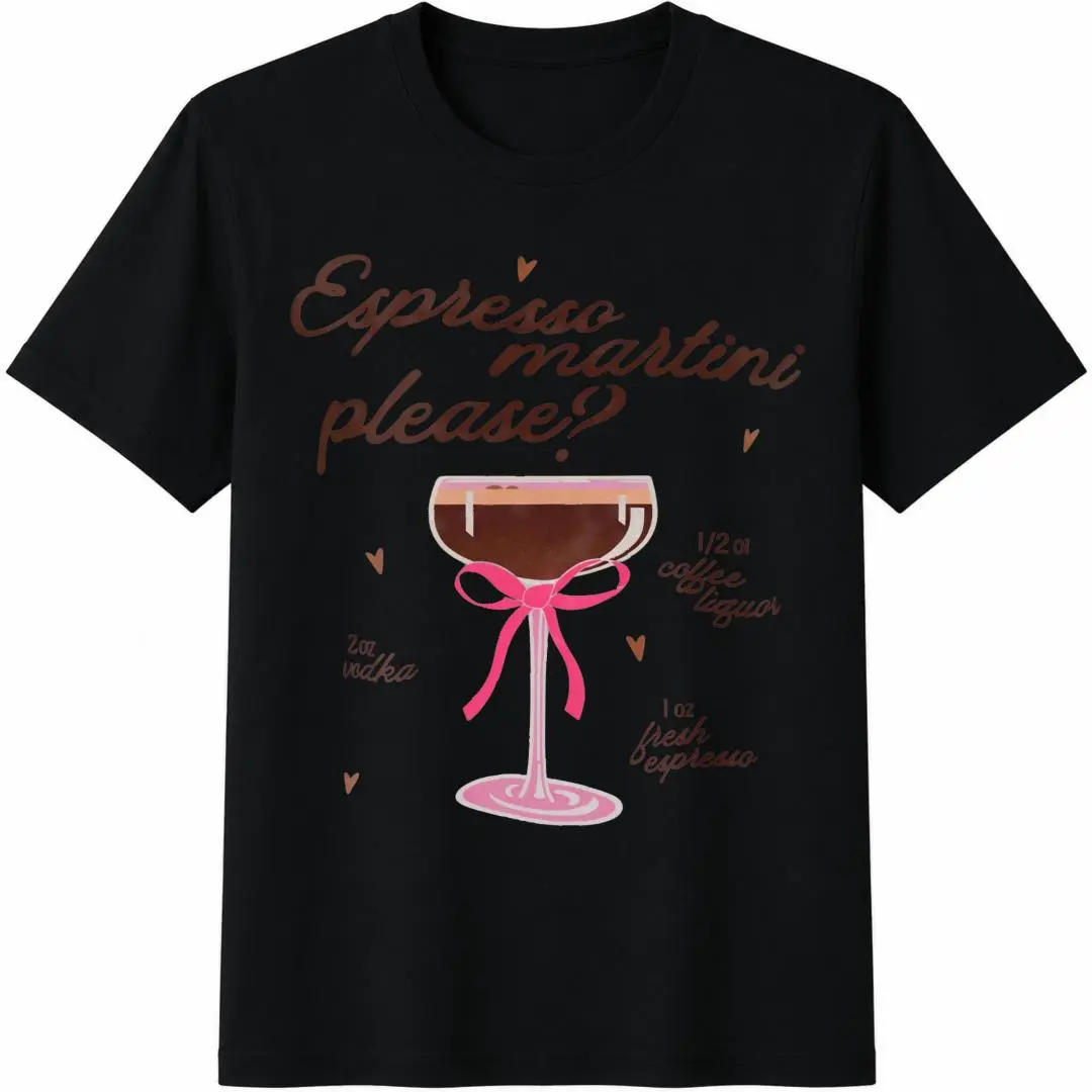 Women's Espresso Martini Graphic T-Shirt - Unisex Matching Lightweight Breathable Short-Sleeve Casual Round Neck Sports Top for Summer Holiday Beach Use