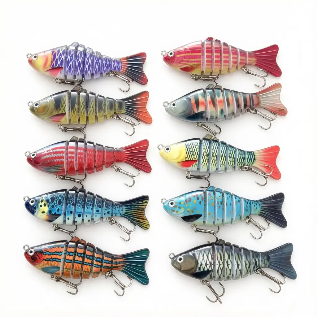 7-Segment Multi Jointed Fishing Lure Glide Bionic Swimbait Slow Sinking Hard Lures with Sharp Treble Hooks for Outdoor Angling