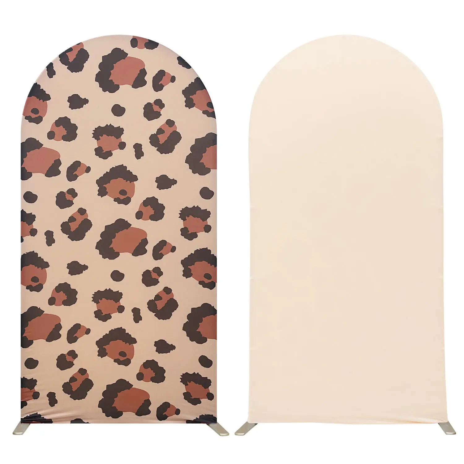 Wild Animal Arch Backdrop Cover 6.6ft Jungle Safari Theme Birthday Party Decoration, Spandex Fitted Arch Stand Covers for Wild Jungle Birthday Party(Khaki, Wild Animal)