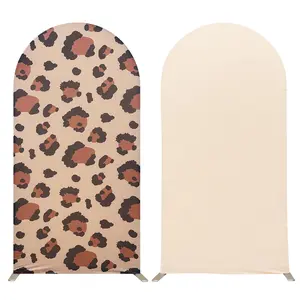 Wild Animal Arch Backdrop Cover 6.6ft Jungle Safari Theme Birthday Party Decoration, Spandex Fitted Arch Stand Covers for Wild Jungle Birthday Party(Khaki, Wild Animal)