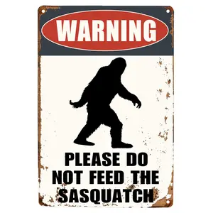 Vintage Bigfoot Tin Sign Funny Sasquatch Metal Sign Gifts For Outdoor Warning Wall Decor 8"x12"