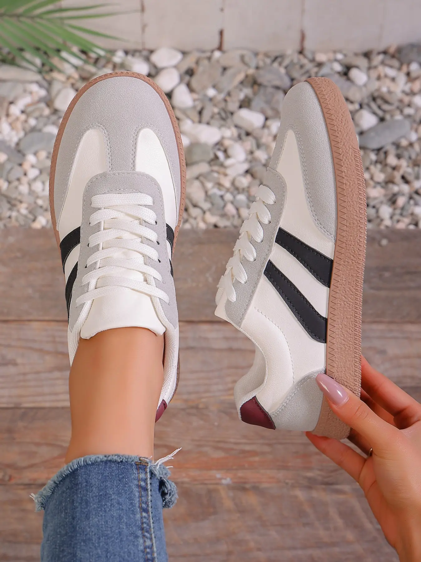 Women's Fashion Thick Sole Breathable Walking Athletic Shoes, Comfort Support, Casual PU Upper, Rubber Outsole, All Seasons Sporty Sneakers, Outdoor Casual Sneakers, Trendy Walking Sneaker