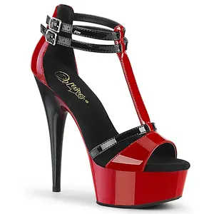 Pleaser Delight-663 Womens Sandals in Black/Red