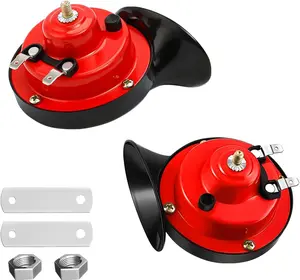 2PCS 300DB Super Loud Train Horns, 12V Waterproof Air Horns Replacement Kit, Car Air Electric Snail Double Horn, Automotive Accessories Universal for Car, Motorcycle, Truck, Bike